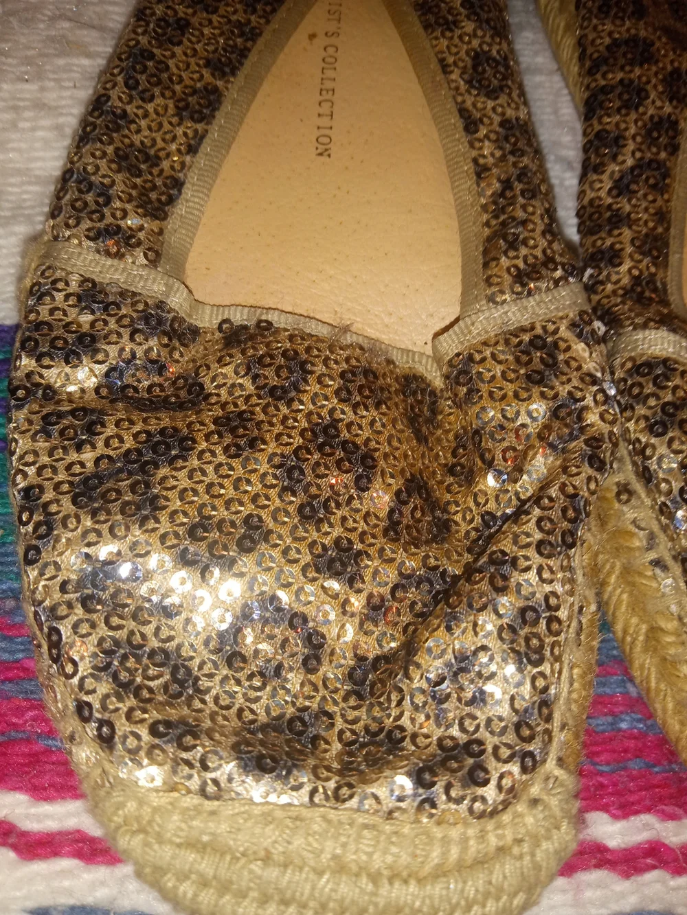 Women’s Sequin Leopard Espadrille Flats - Gold
